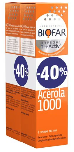 Biofar vitamin C Acerola 1000 mg, 15 šumećih tableta, duo pakovanje