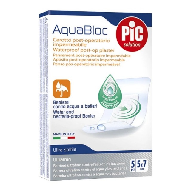 PiC Aquabloc komprese 5x(5cm x 7cm) 26008 samolepive sterilne