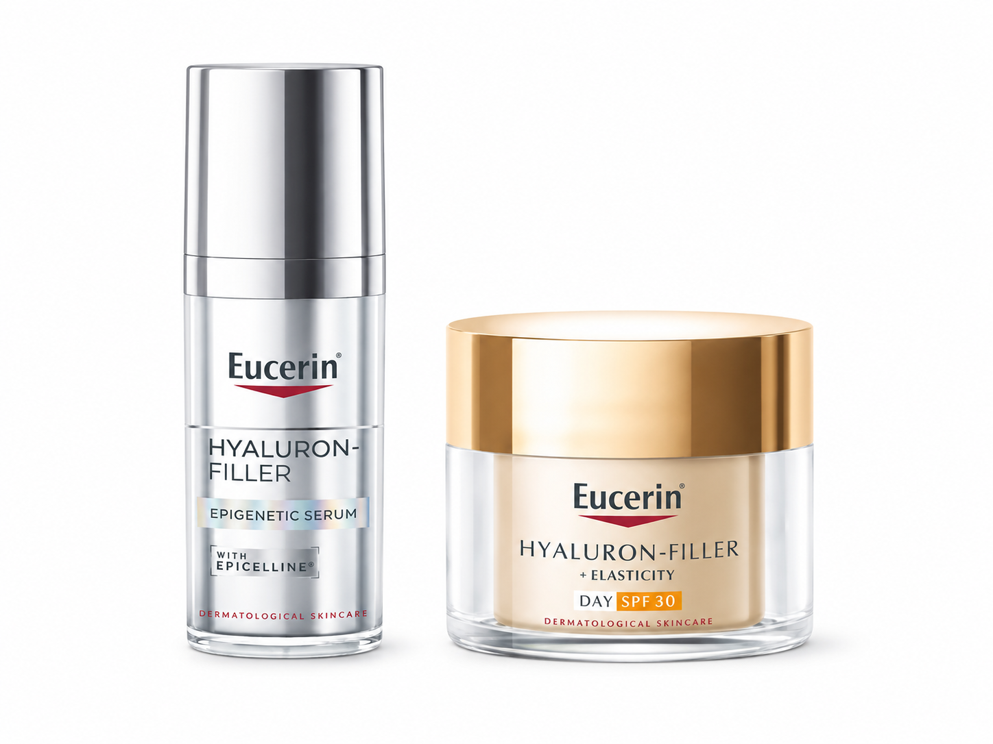 Eucerin Hyaluron-Filler Epigenetic serum, 30 ml + Hyaluron-Filler + Elasticity dnevna krema SPF 30, 20 ml gratis