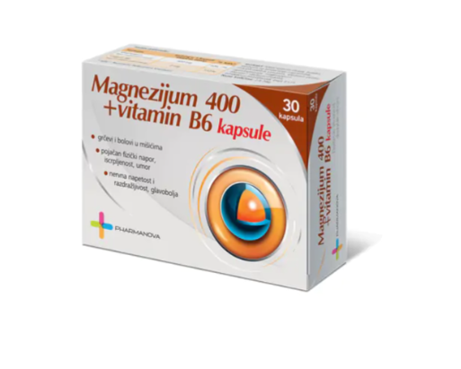 Magnezijum 400 + vitamin B 6, 30 kapsula