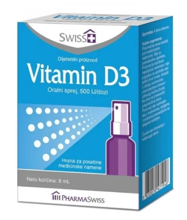 Swiss + Vitamin D3 sprej, 500IJ, 8ml