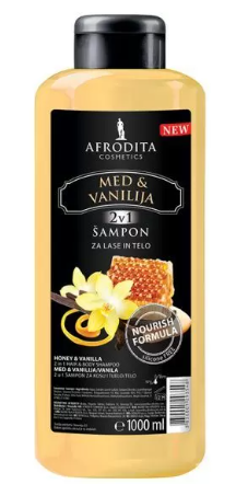 Afrodita šampon Med i vanilija 1 l za kosu i telo
