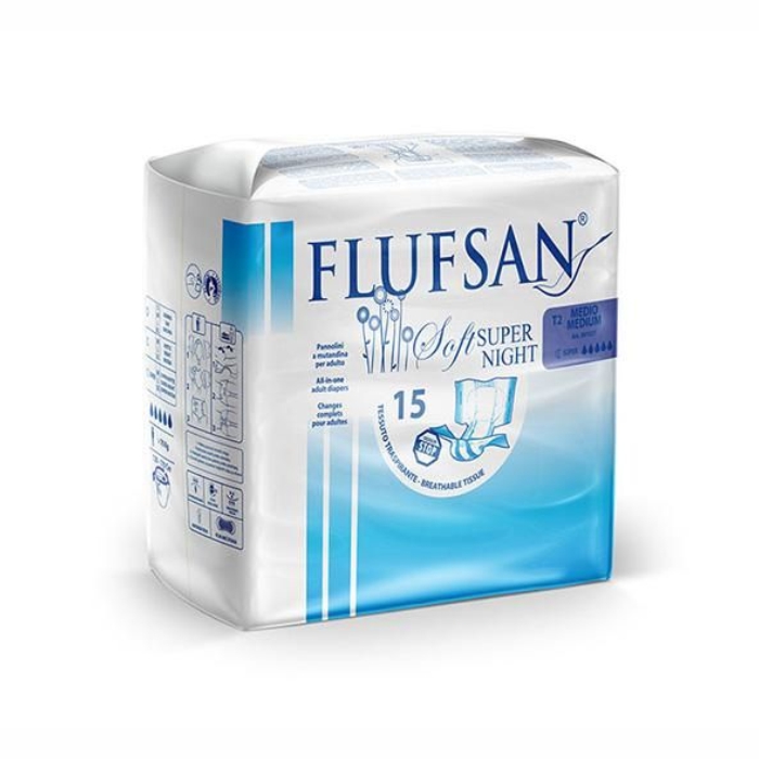 FLUFSAN pelene/odrasli Medium noć a'15 <70kg Regular