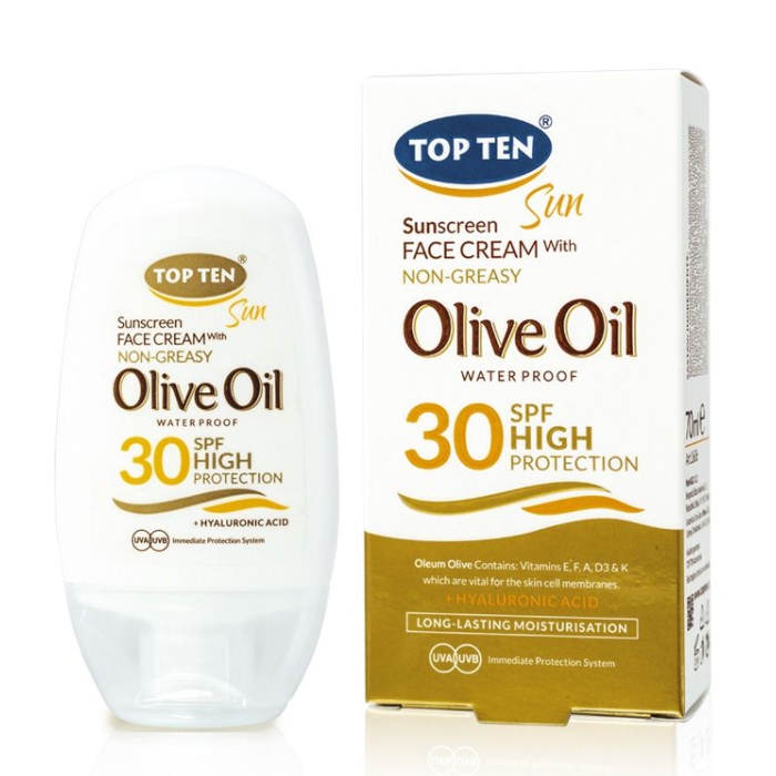 Top Ten Olive Oil Sunscreen Non Greasy Face Cream SPF30 50ml