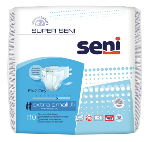 Seni Super Plus, XS (do 25kg) pelene, 10 kom.