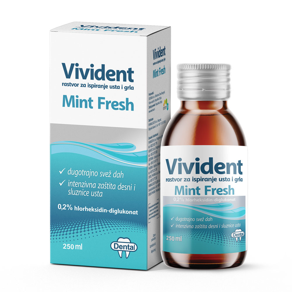 VIVIDENT Mint fresh rastvor 250mL za ispiranje usta i grla Dental