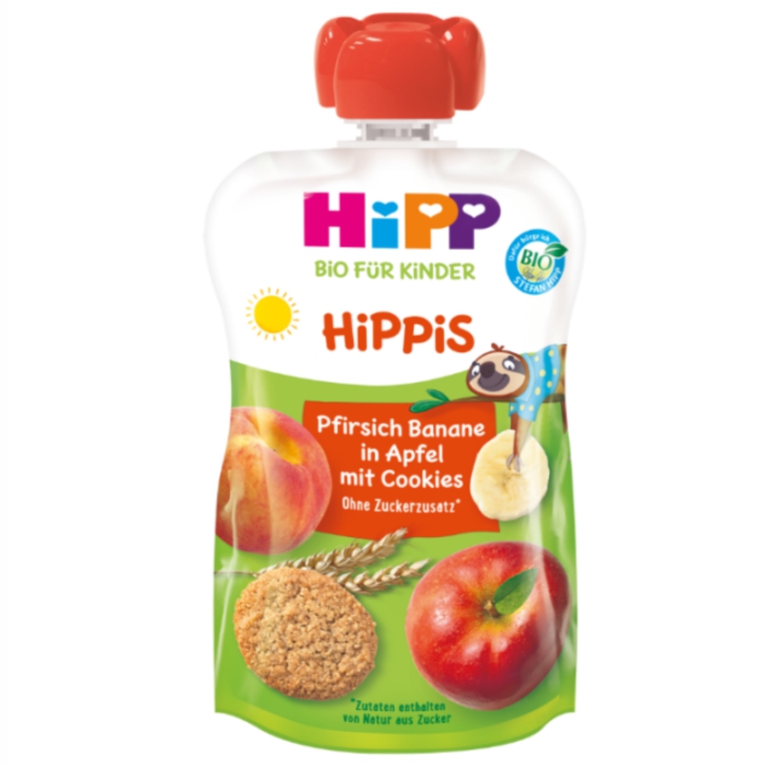 HIPP pouch jabuka,banana,breska sa keksom 100gr