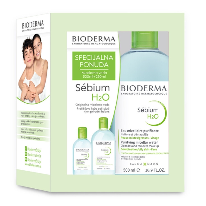 Bioderma Sebium Micelarna voda 500ml+250ml promo