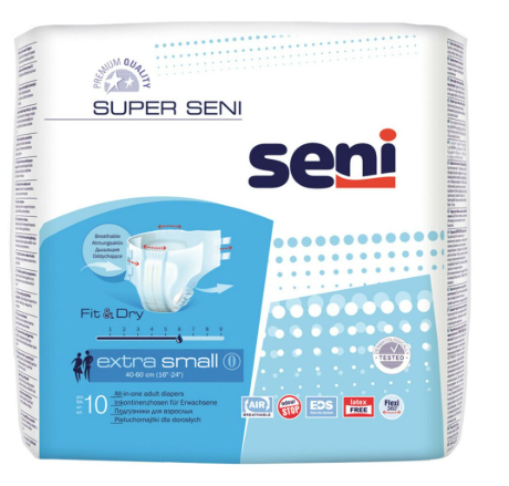 Seni Super, XS (do 25kg) pelene, 10 kom.