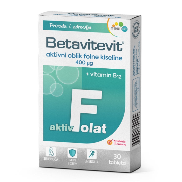 Betavitevit Folna 400 i vitamin B12, 30 tableta