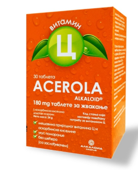 Acerola Alkaloid 180mg, 30 tableta za žvakanje