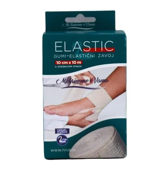 NIVA ELASTIČNI zavoj 10cm x 10m gumirani beli