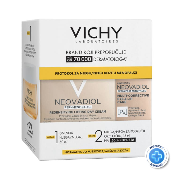 VICHY WINTER PROMO NEOVADIOL SET POSTMENOPAUZA - HRANLJIVA DNEVNA NEGA ZA SUVU I ZRELU KOŽU 50ML + NEOVADIOL EYES 15ML