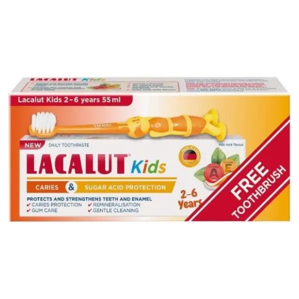Lacalut Pasta Decija 2-6 g, 55 ml+ Cetkica za Zube