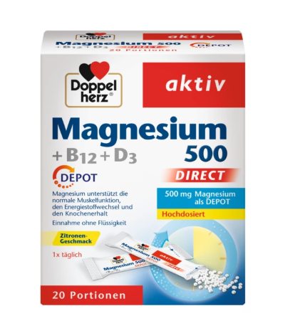 Doppelherz Aktiv Magnezijum 500+B12+D3 20 direkt kesica