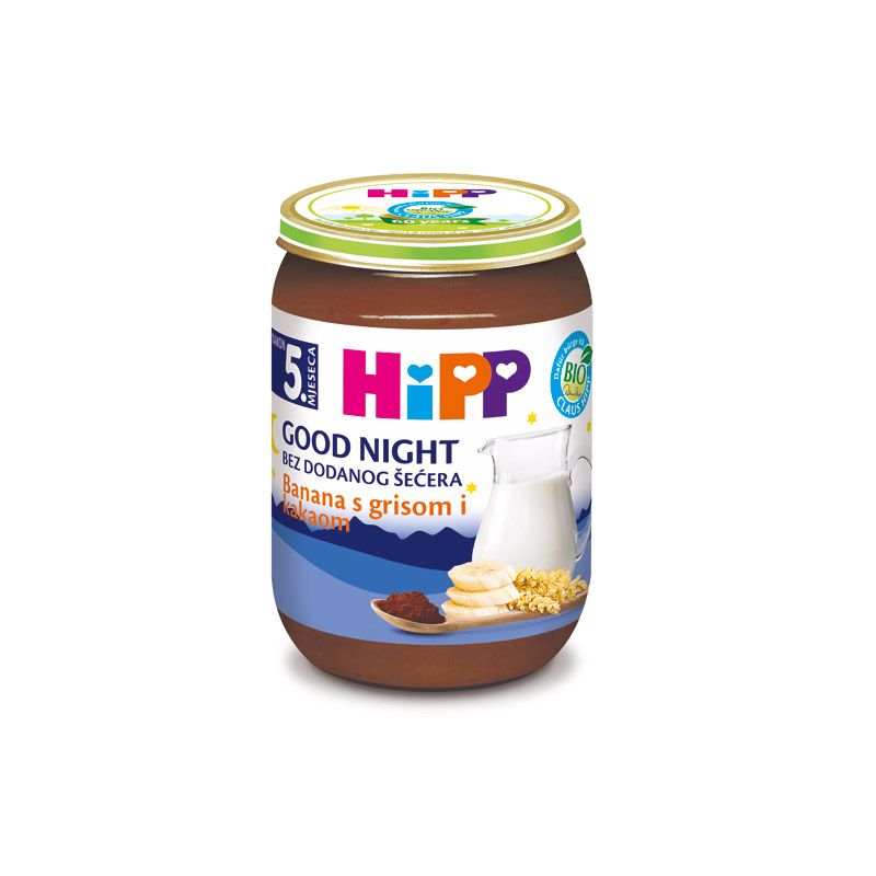 HIPP laku noć Griz, banana i kakao 190g mlečna kašica