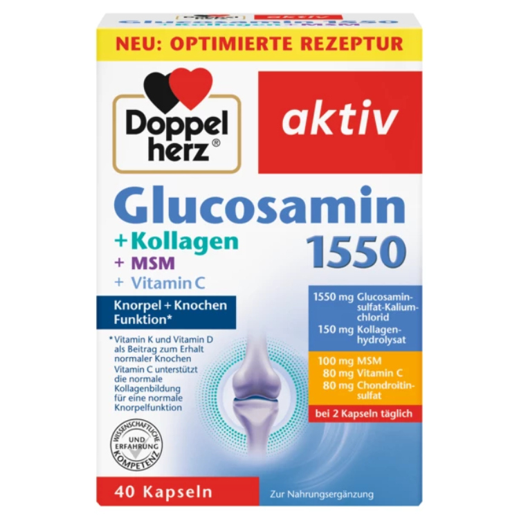 Doppelherz aktiv glukozamin, kolagen, MSM i vitamin C, 40 kapsula
