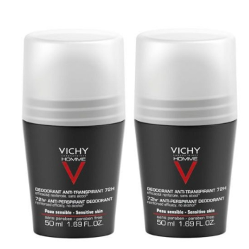 Vichy Homme Deo Roll on Invisible resist 72h, duo pack